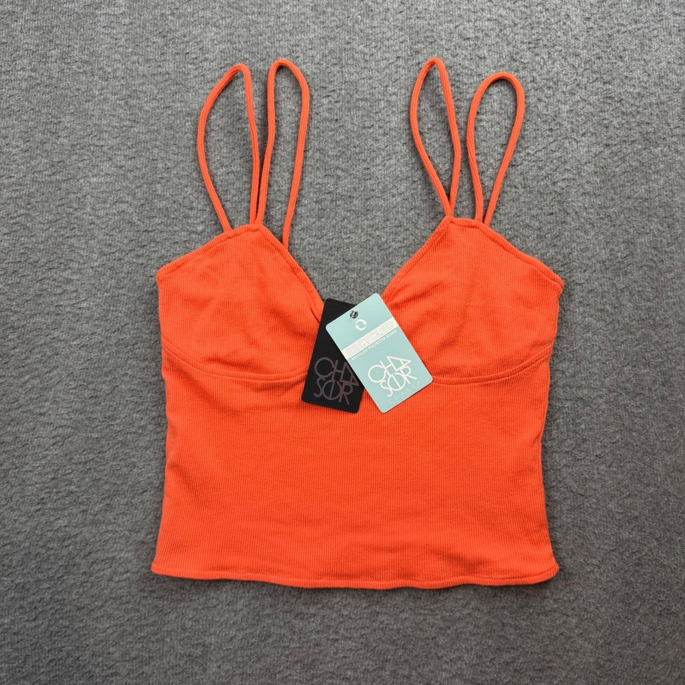 Chaser Camisole Top Women's L Orange Ribbed Double Strap Bustier CW9519